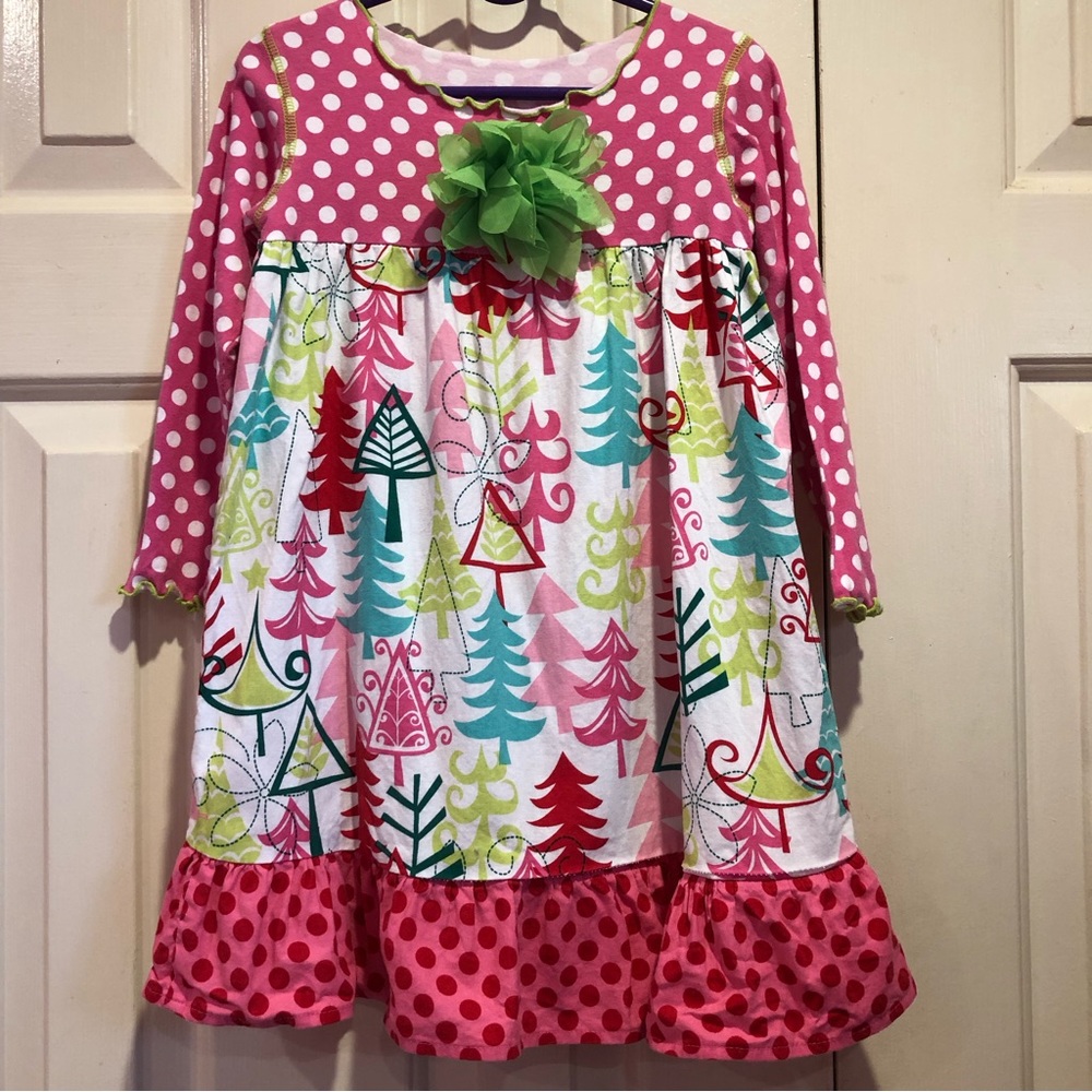 Tutu and Lilli Dress Trees Girls size 5 Pink Polka dots
